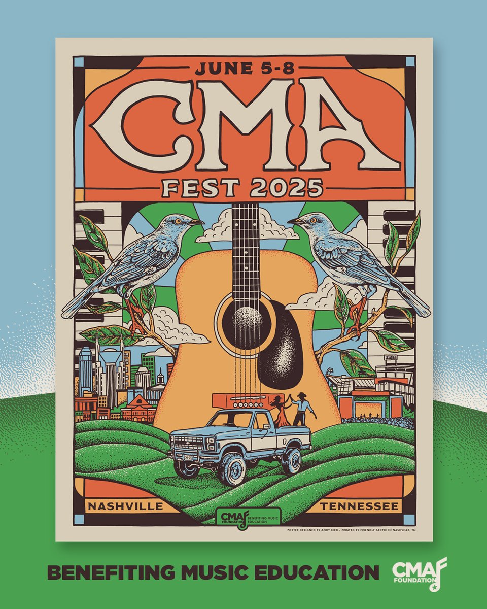 CMA Foundation (@cmafoundation) on Twitter photo Commemorate your CMA Fest 2025 experience with this year's official <a href="/friendlyarctic/">Friendly Arctic</a> screen printed poster! 🎉Proceeds support music education initiatives nationwide through the CMA Foundation- make sure to grab yours: store.friendlyarcticprinting.com/collections/cm… <a href="/CountryMusic/">CMA Country Music</a> Commemorate your CMA Fest 2025 experience with this year's official <a href="/friendlyarctic/">Friendly Arctic</a> screen printed poster! 🎉Proceeds support music education initiatives nationwide through the CMA Foundation- make sure to grab yours: store.friendlyarcticprinting.com/collections/cm… <a href="/CountryMusic/">CMA Country Music</a>