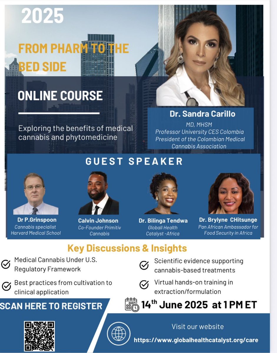 md_carrillo's tweet photo. Starting June 14th, I’ll be joining the online course “From Pharm to the Bedside: Exploring the Benefits of Medical Cannabis and Phytomedicine.” You can register by scanning the QR code or visiting https://t.co/YIFujHQE4o. https://t.co/0jwDs6iSfT