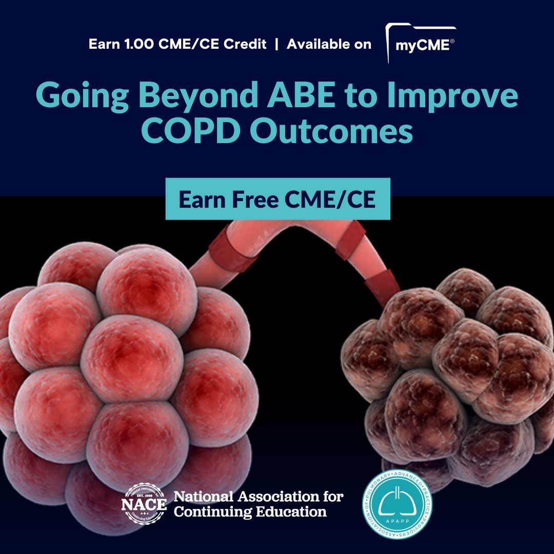 Updated #CME #CE addresses complexities of #COPD management and potential treatments outside the GOLD ABE approach. Provided by NACE in partnership with APAPP.  💻