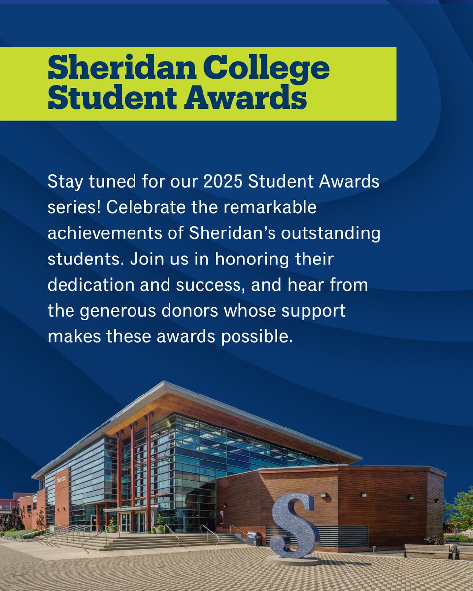 Stay tuned for our 2025 Student Awards series! Celebrate the achievements of Sheridan’s outstanding students. Join us on LinkedIn in honoring their dedication and success, and hear from the generous donors whose support makes these awards possible. linkedin.com/showcase/sheri…