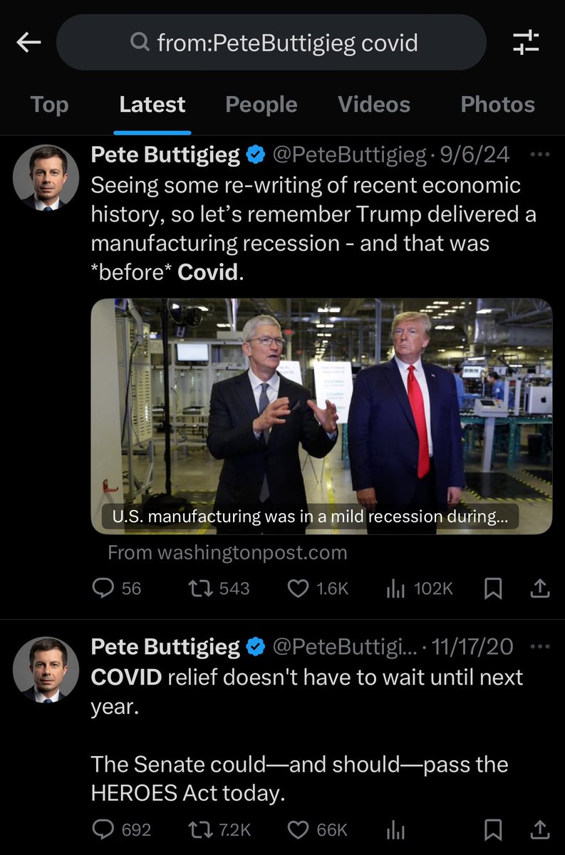 TheKevinDalton's tweet photo. I’m sure it’s just a total coincidence that Pete Buttigieg is going on a democratic revisionist history tour about COVID, the border, and inflation sometime after he deleted every post he made about COVID, the border, and inflation from 2020 to 2024… https://t.co/N4VgBtGlRp