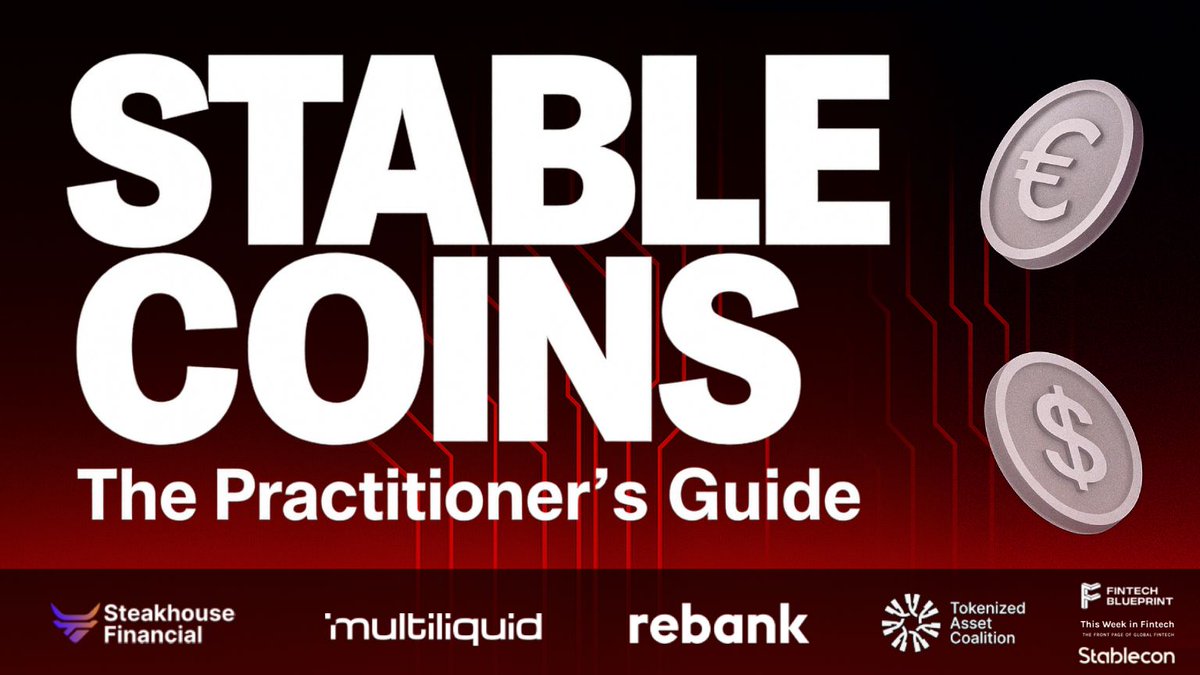 1/ Stablecoins aren't just the future of money—they're the infrastructure layer of global finance.

Yesterday, we released: Stablecoins: The Practitioner’s Guide

Written &amp; with contributions from experts at BlackRock, MakerDAO, Tether, Steakhouse and more —

🔗 Download: