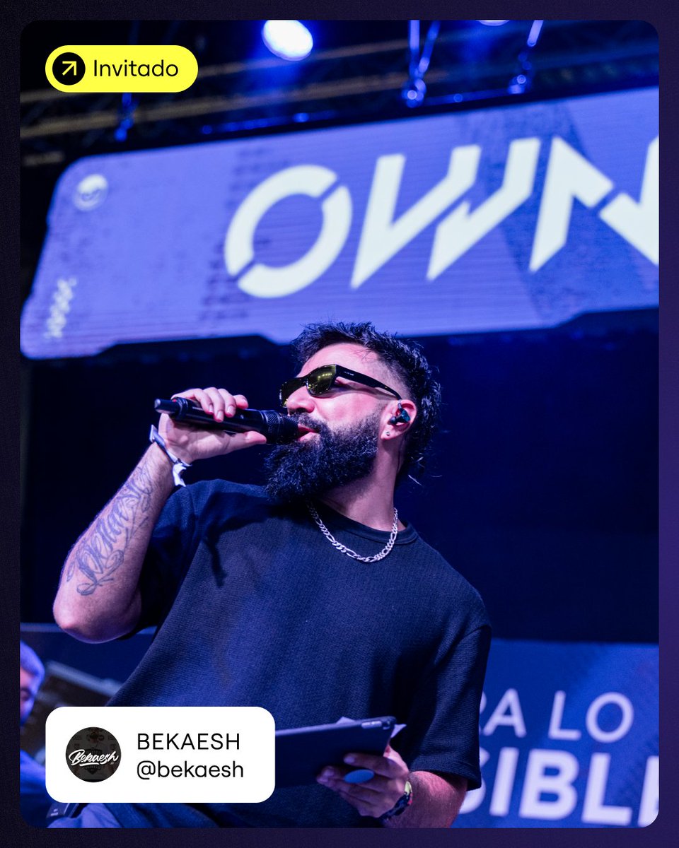 🎤Cada gran show necesita una gran voz. Y el micro de OWN Valencia 2025 no puede estar en mejores manos...

Vuelve Bekaesh: una edición más lo verás en los escenarios, pero también entre el público, en la zona LAN.. y viviendo el finde más hardcore del verano con todos vosotros🔥