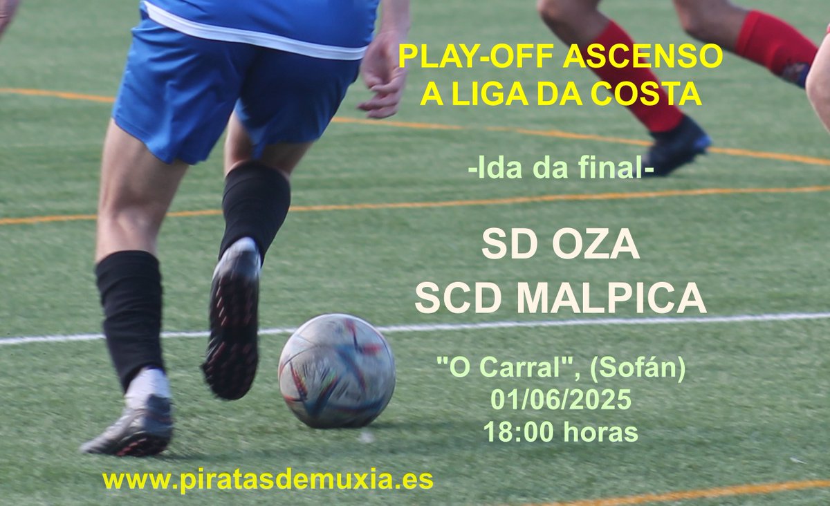 PREVIA : ESTE DOMINGO PRIMEIRO ENVITE DA FINAL POLO ASCENSO A LIGA DA COSTA ANTRE O OZA E O MALPICA.
piratasdemuxia.es/previa-este-do…