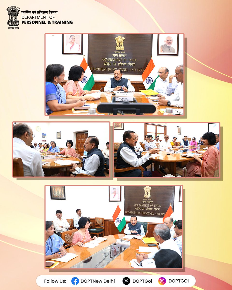DoPTGoI's tweet image. Fostering #GoodGovernance for #ViksitBharat2047🇮🇳

Hon&apos;ble MoS (PP) @DrJitendraSingh chaired a first-of-its-kind joint meeting with Secretaries and Senior Officials from different Ministries to resolve long-pending administrative issues.

#AdministrativeReforms #SimplifyToAmplify