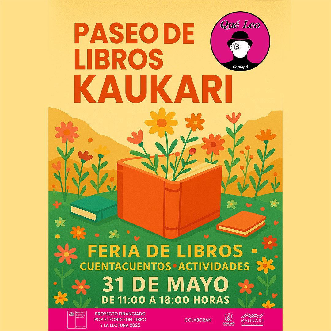 ¡Vuelve el Paseo de Libros en Parque Kaukari!🥳

Un encuentro familiar, gratuito y al aire libre para leer, compartir e intercambiar libros.✨😱

📚 Feria de libros
🫂 Intercambio de libros
🎉 Actividades infantiles

Horario actividades en nuestra web 
LeoLibros.cl👈😊