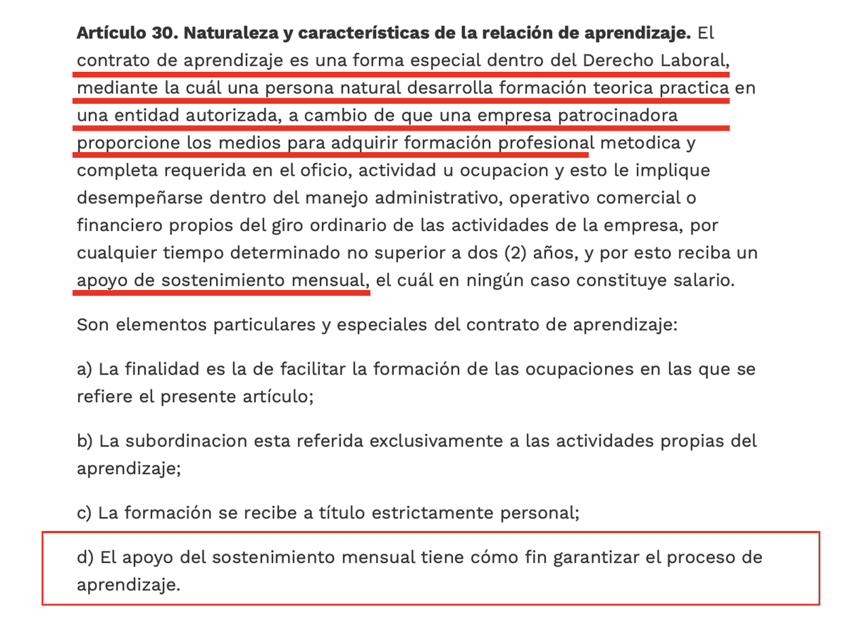 sindesenacol's tweet photo. 2. ¿Qué paso? 

Por presión de los gremios el Gobierno Uribe en la Ley 789 de 2002, artículo 30, elimina este CLCA y degrada a los aprendices del SENA. Ya no son trabajadores, ahora son aprendices con auxilio de sostenimiento.

Pero, ¿qué implicaciones tiene esto? https://t.co/Y32CKYYf2s