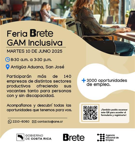 #AGECO es Unidad de Empleo de la Agencia Nacional de Empleo y participará en la Feria Brete GAM Inclusiva como parte de la labor de potenciar la contratación de personas de más de 45 años.