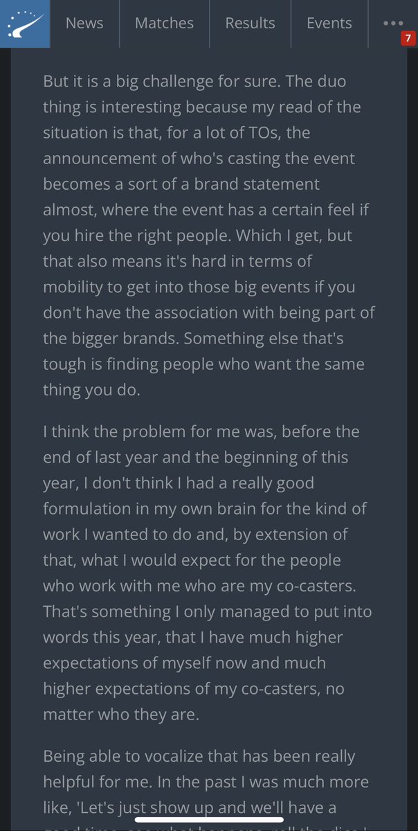Worth a read, also explains a few bits from my side too.

I really enjoyed working with Anders last year leading into this year and thought we had a pretty good thing going. Especially the work we did together, in arena at Elisa Masters, but unfortunately never had the chance to