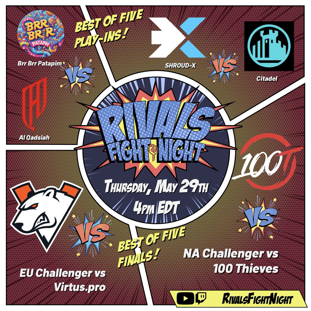 RivalsRFN's tweet image. Rivals Fight Night #13:
@TeamPATAPIM vs @AlQadsiah | vs @virtuspro__MR
@shroud-x vs @CitadelCTG | vs @100T_Esports