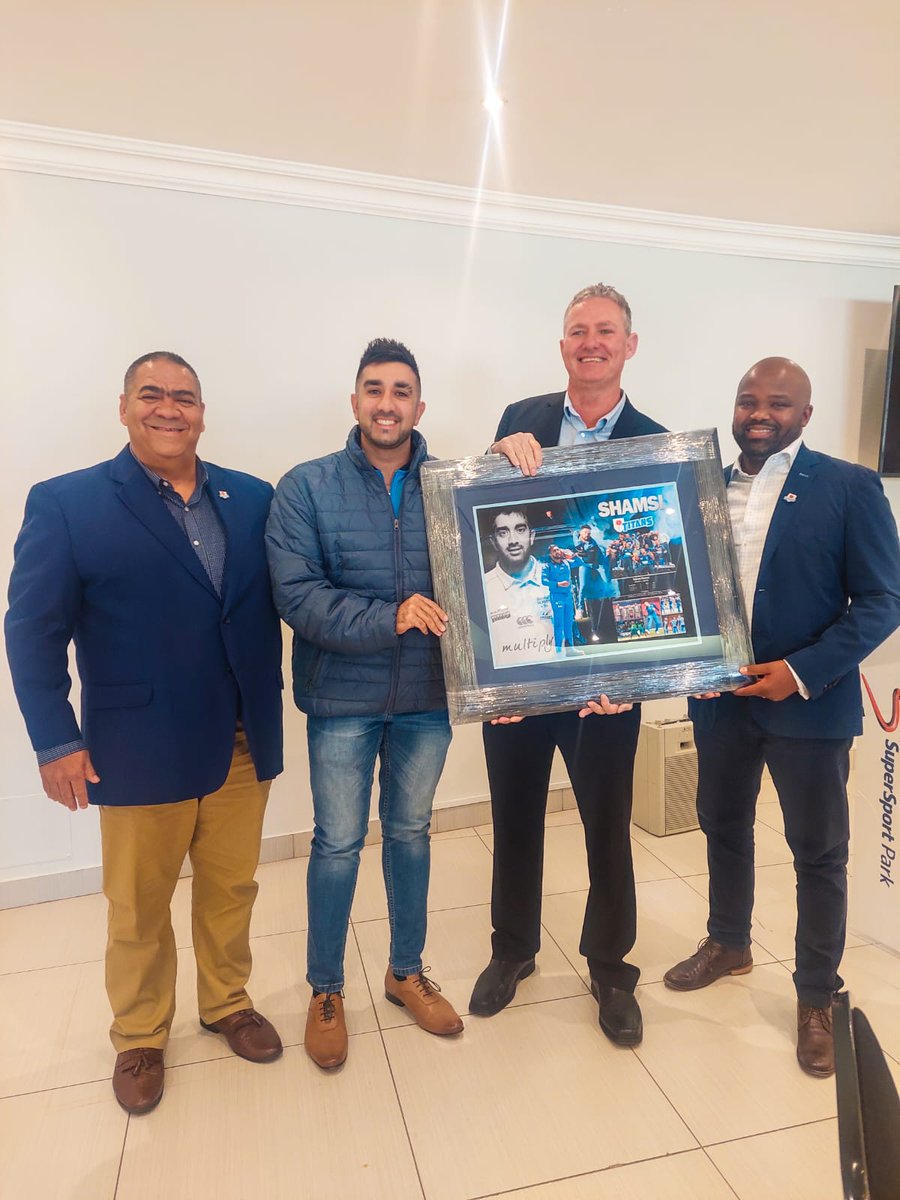 Tabraiz Shamsi (@shamsi90) on Twitter photo Thank you to Dr Jacques Faul and <a href="/Titans_Cricket/">Momentum Multiply Titans</a> for this amazing gesture 🙏
More than a decade ago You gave me a place that I could truly call my home and gave me so many world class team mates & staff who helped me become better
We've won alot together and we aren't done yet! Thank you to Dr Jacques Faul and <a href="/Titans_Cricket/">Momentum Multiply Titans</a> for this amazing gesture 🙏
More than a decade ago You gave me a place that I could truly call my home and gave me so many world class team mates & staff who helped me become better
We've won alot together and we aren't done yet!