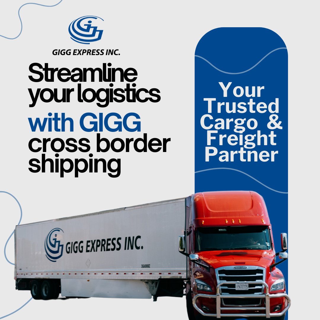 GIGGExpressInc's tweet photo. GIGG Express Inc. – Connecting Canada, USA, and Mexico! 
Trust us to keep your shipments moving effortlessly across borders with our reliable solutions. Let’s build success together!
#GIGGExpress #canada #usa #mexico #Freight #crossbordershipping https://t.co/FYARLwV4cT