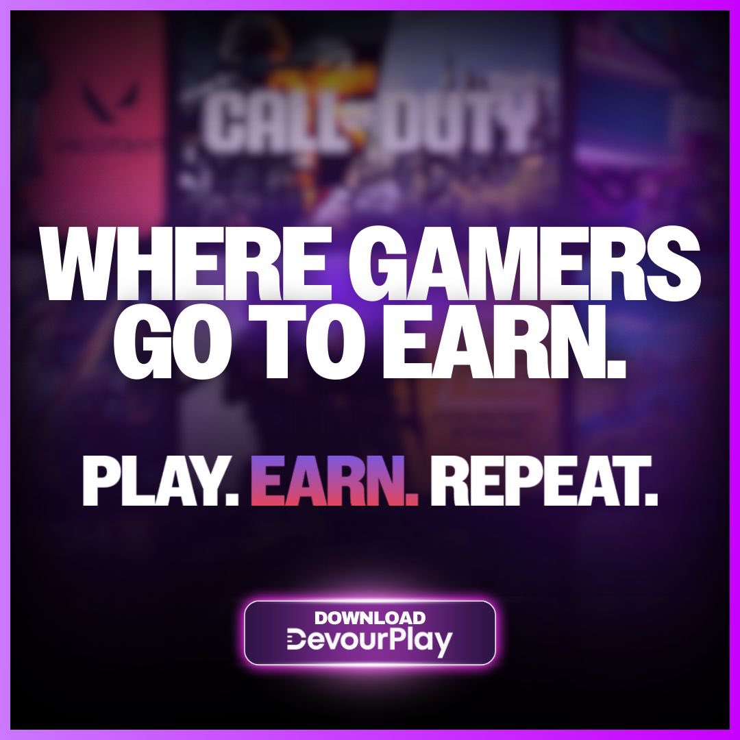 AhmanGreen30's tweet image. Why just play when you can EARN! 🎯 

Start stacking rewards for doing what you already love. 🎮 💥 

Download #DevourPlay today! ➡️ buff.ly/RwyFN5N 

#Gaming #GamingCommunity #GetRewarded #Gamers