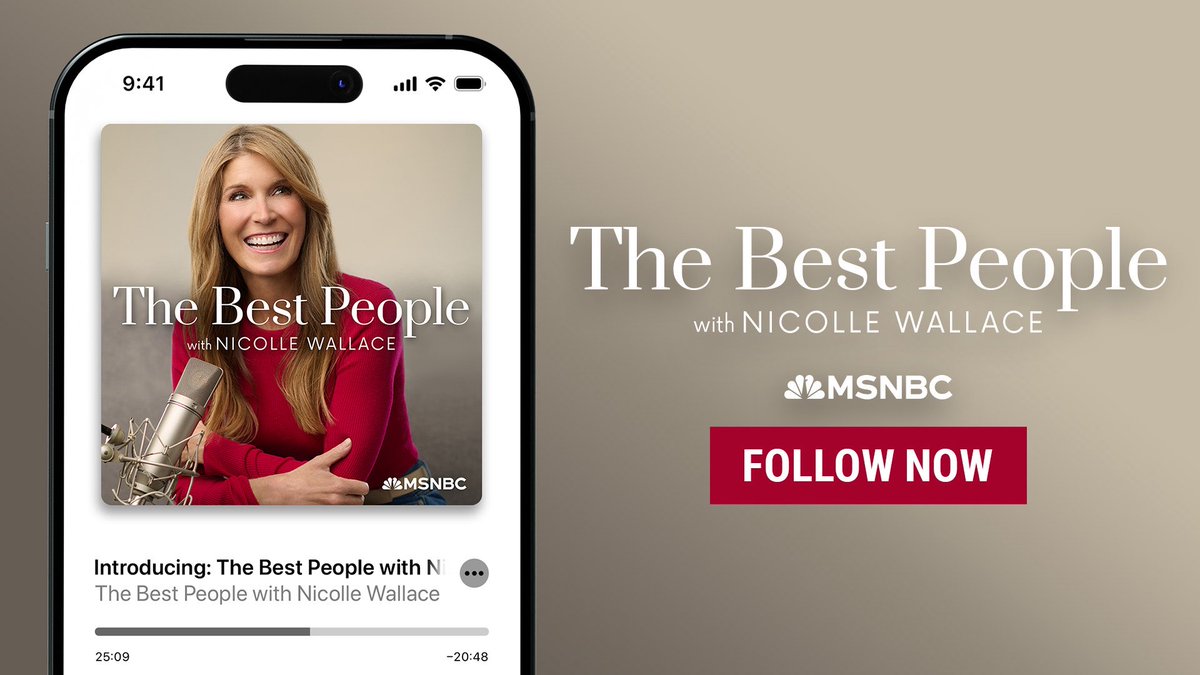 MSNOWNews's tweet photo. NEW: @NicolleDWallace is sitting down with some of the smartest and funniest people she knows on her new podcast, “The Best People with Nicolle Wallace.” 

She’ll speak with guests like Jason Bateman, Sarah Jessica Parker, and more. New eps. drop Mondays. 

Listen to the trailer: https://t.co/7boasxskqP