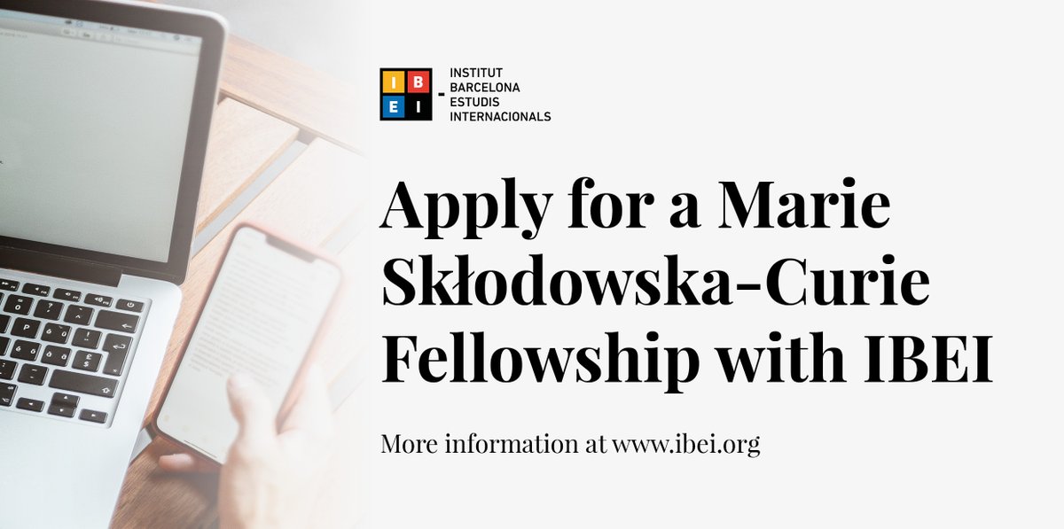 Institut Barcelona d'Estudis Internacionals (@ibei) on Twitter photo 📢 Apply for a Marie Skłodowska-Curie Fellowship with IBEI!
IBEI seeks to support postdoctoral researchers wishing to apply for a <a href="/MSCActions/">Marie Skłodowska-Curie Actions</a> European Postdoctoral Fellowship (HORIZON-MSCA-2025-PF-01-01).
🔎 Interested? Apply before 5 June 2025: t.ly/fPyrs 📢 Apply for a Marie Skłodowska-Curie Fellowship with IBEI!
IBEI seeks to support postdoctoral researchers wishing to apply for a <a href="/MSCActions/">Marie Skłodowska-Curie Actions</a> European Postdoctoral Fellowship (HORIZON-MSCA-2025-PF-01-01).
🔎 Interested? Apply before 5 June 2025: t.ly/fPyrs