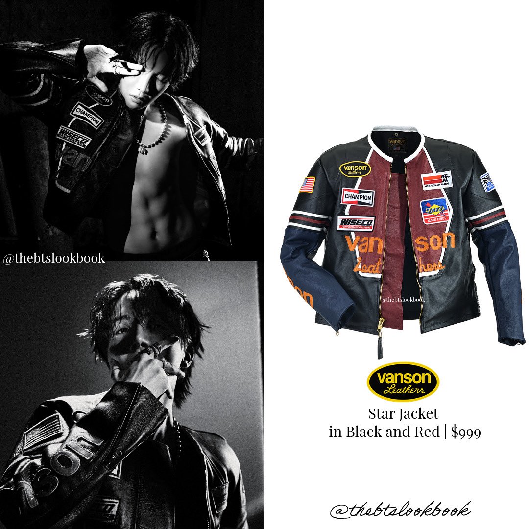 j-hope wearing @VansonLeathers_ “Star Jacket in Black” #jhope