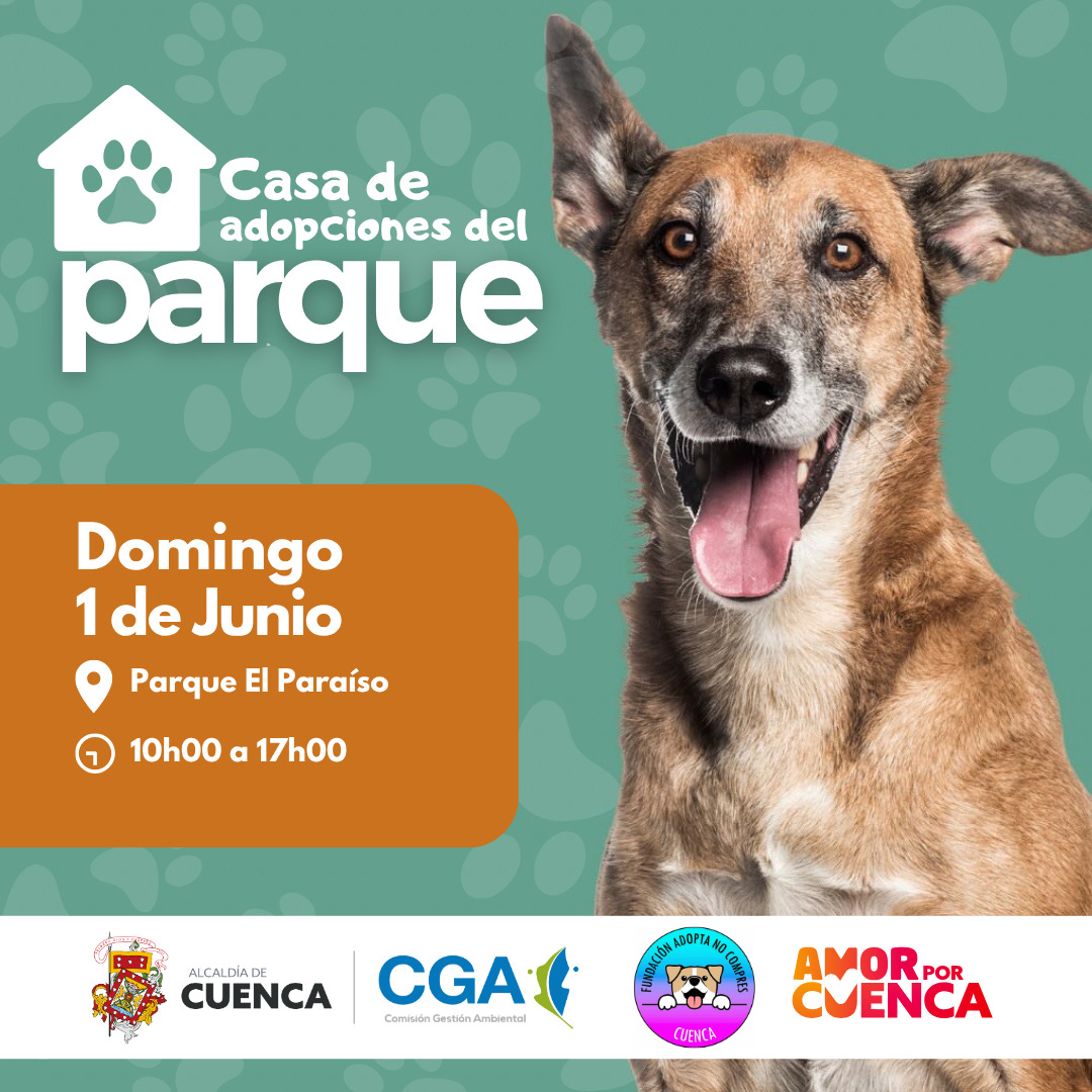 CGA de Cuenca (@cgacuenca) on Twitter photo 🐶🐱POR EL DÍA DEL NIÑO
CASA DE ADOPCIONES DEL PARQUE
ADOPTA NO COMPRES
Este Domingo puedes tener a una mascota en tu hogar ven este 1 de junio al Parque El Paraíso de 10h00 a 17h00.
TE ESPERAMOS 🐾🐾🐾🐾 <a href="/tomebamba/">La Voz del Tomebamba</a> <a href="/LaSuprema961/">La Suprema Estación</a> <a href="/OrellanaCarlos_/">CARLOS ORELLANA</a> 🐶🐱POR EL DÍA DEL NIÑO
CASA DE ADOPCIONES DEL PARQUE
ADOPTA NO COMPRES
Este Domingo puedes tener a una mascota en tu hogar ven este 1 de junio al Parque El Paraíso de 10h00 a 17h00.
TE ESPERAMOS 🐾🐾🐾🐾 <a href="/tomebamba/">La Voz del Tomebamba</a> <a href="/LaSuprema961/">La Suprema Estación</a> <a href="/OrellanaCarlos_/">CARLOS ORELLANA</a>