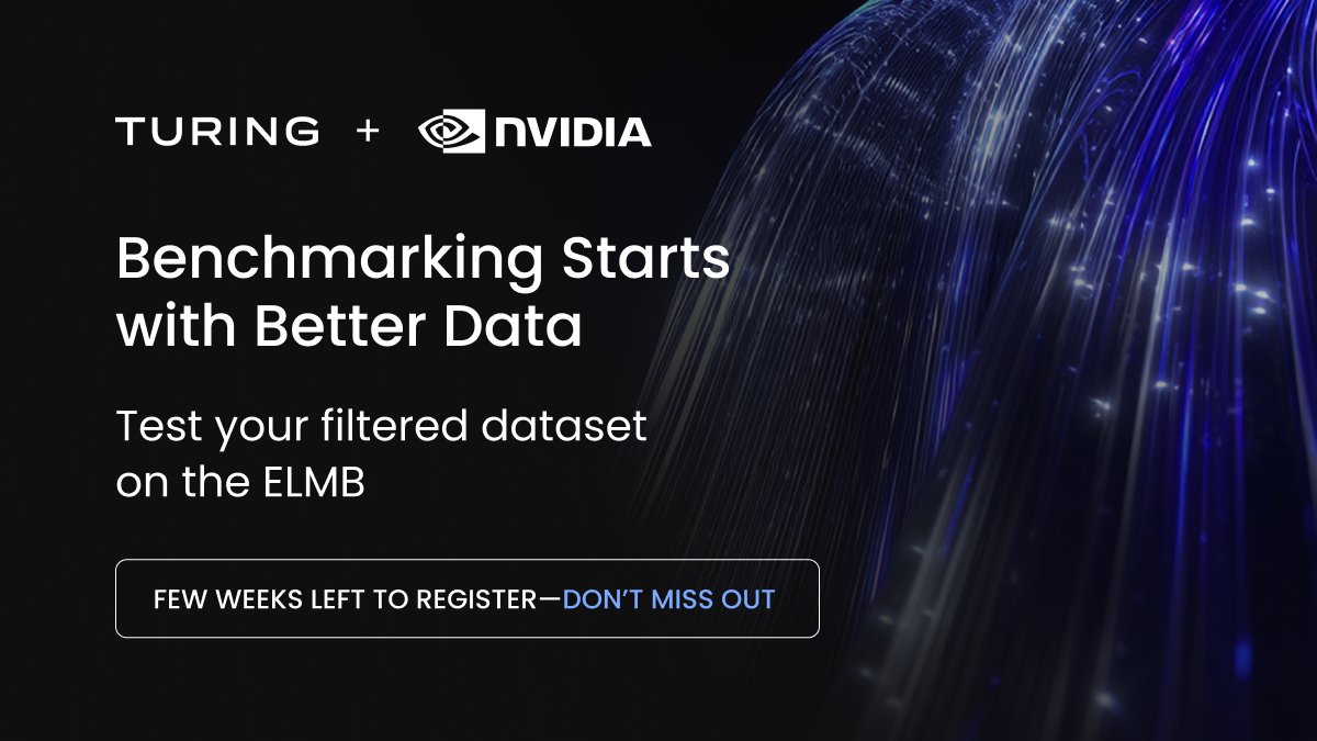 Turing is proud to sponsor the @Nvidia Data Filtering Challenge and help benchmark real-world model performance.

Think your data filtering strategy is ready for the edge? Put it to the test with the Edge Language Model Benchmark (ELMB)—designed for tasks like roleplay, function