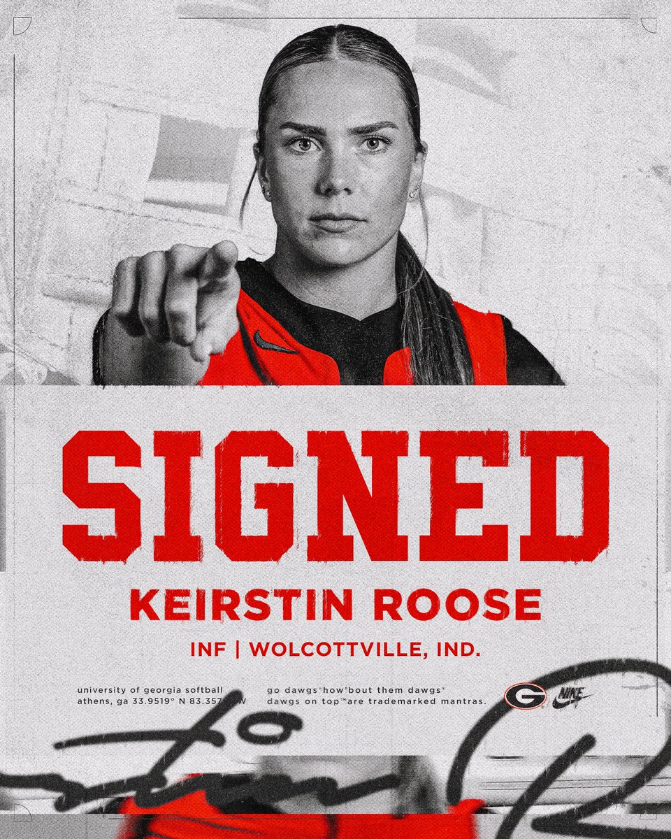 Georgia Softball (@ugasoftball) on Twitter photo ✍️ 𝒲𝑒𝓁𝒸𝑜𝓂𝑒 𝓉𝑜 𝒜𝓉𝒽𝑒𝓃𝓈, <a href="/KeirstinRoose/">Keirstin Roose</a> 🐶
🅿️ Infield
🏘️ Wolcottville, Ind.
🏫 Lakeland HS
🔁 Coastal Carolina
#GoDawgs ✍️ 𝒲𝑒𝓁𝒸𝑜𝓂𝑒 𝓉𝑜 𝒜𝓉𝒽𝑒𝓃𝓈, <a href="/KeirstinRoose/">Keirstin Roose</a> 🐶
🅿️ Infield
🏘️ Wolcottville, Ind.
🏫 Lakeland HS
🔁 Coastal Carolina
#GoDawgs