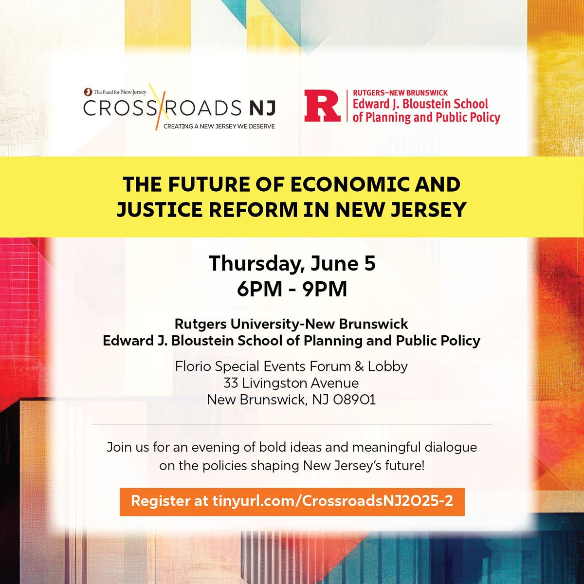 FundforNJ's tweet image. We’re officially one week away from the 2nd #CrossroadsNJ2025 conversation, “The Future of Economic and Justice Reform in New Jersey.” Don’t wait, reserve your seat today! tinyurl.com/CrossroadsNJ20…
#NJCrossroadsConversations #NewJerseyPolicy #PublicPolicy #CivicEngagement