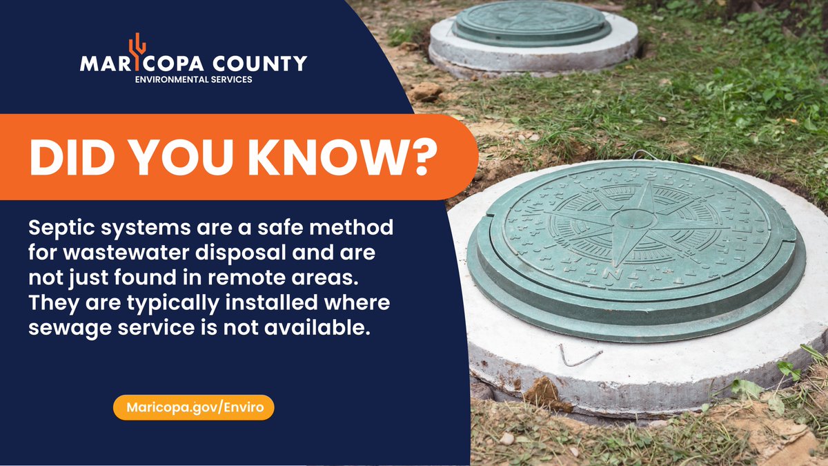 Every year, MCSED completes around 4,000 septic system inspections and permits over 2,000 new septic systems throughout Maricopa County.

Learn more at Maricopa.gov/Enviro