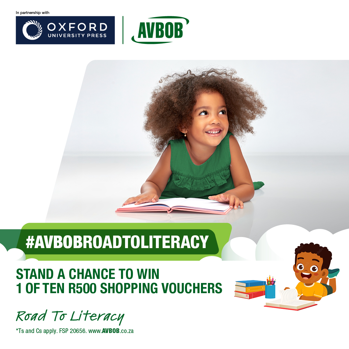 [COMPETITION ALERT🚨] Stand a chance to WIN one of 10 shopping vouchers worth R500 each!
As part of our AVBOB Road to Literacy campaign, we're celebrating the joy of reading and the impact of literacy in our communities.

To enter:

1. What primary school you attended and what