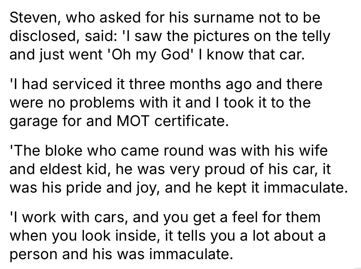 Getting a bit silly now. Interviewing the guy who serviced his car.