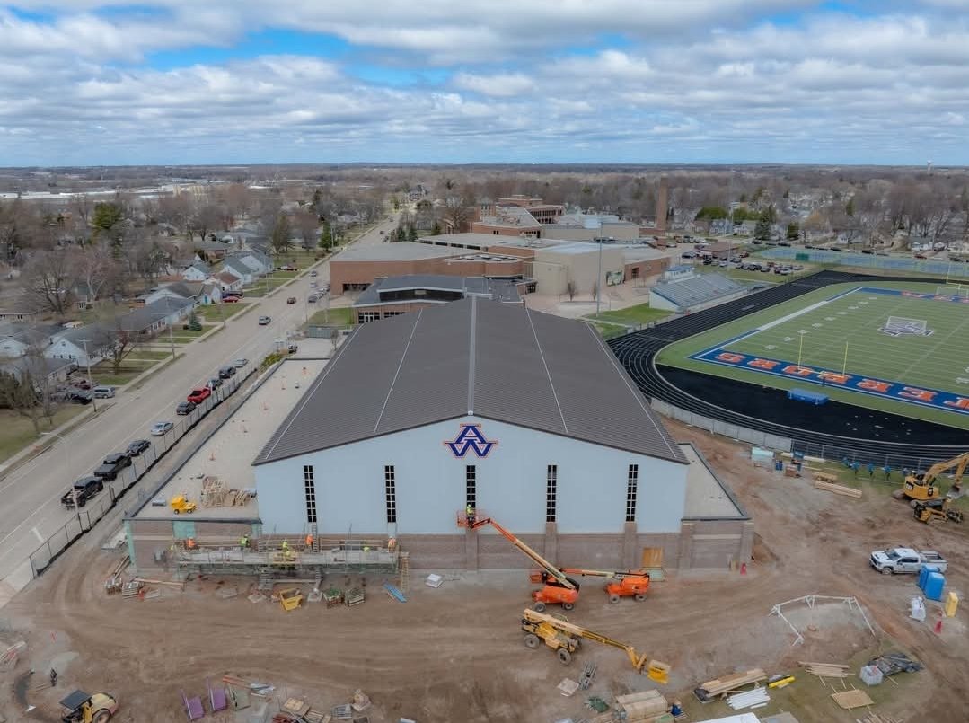 Nearing completion. 

When finished, Appleton West will become the third FVA school with an indoor sports facility, joining Kaukauna and Kimberly.

📸: The Boldt Company