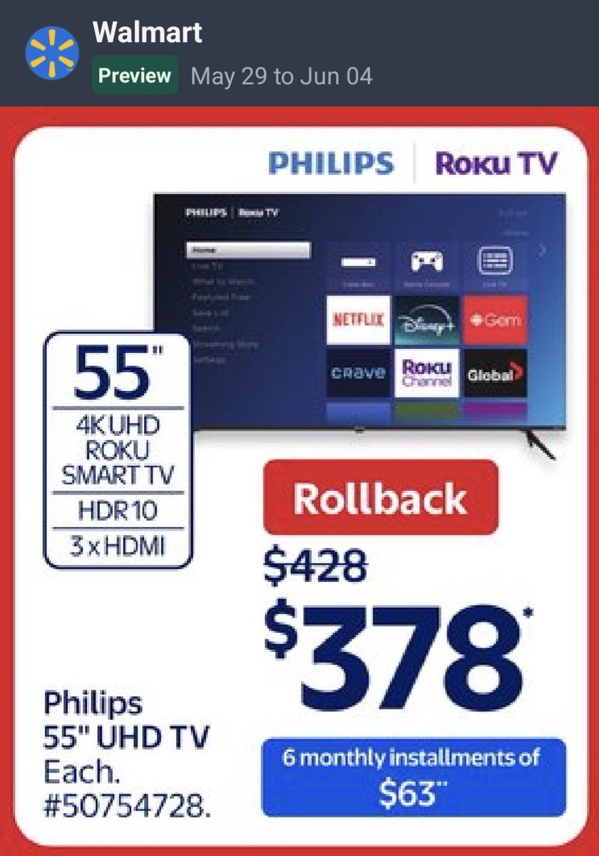 PGK_Keychains's tweet photo. 📢  Hot Deals in Barrie! 🔥 at Walmart

📺 Philips 55" Smart LCD TV $378 at #Walmart

🥗 Kraft SALAD DRESSING 425ml $1.97

🧀 KRAFT DINNER 12pk $9.97

🥓 Deli Express BACON 375g $2.97

Thu May 29 - Wed June 4

#Barrie #Orillia #DealsInBarrie @WalmartCanada @KraftHeinzCan @Philips https://t.co/1qhCA7USoM