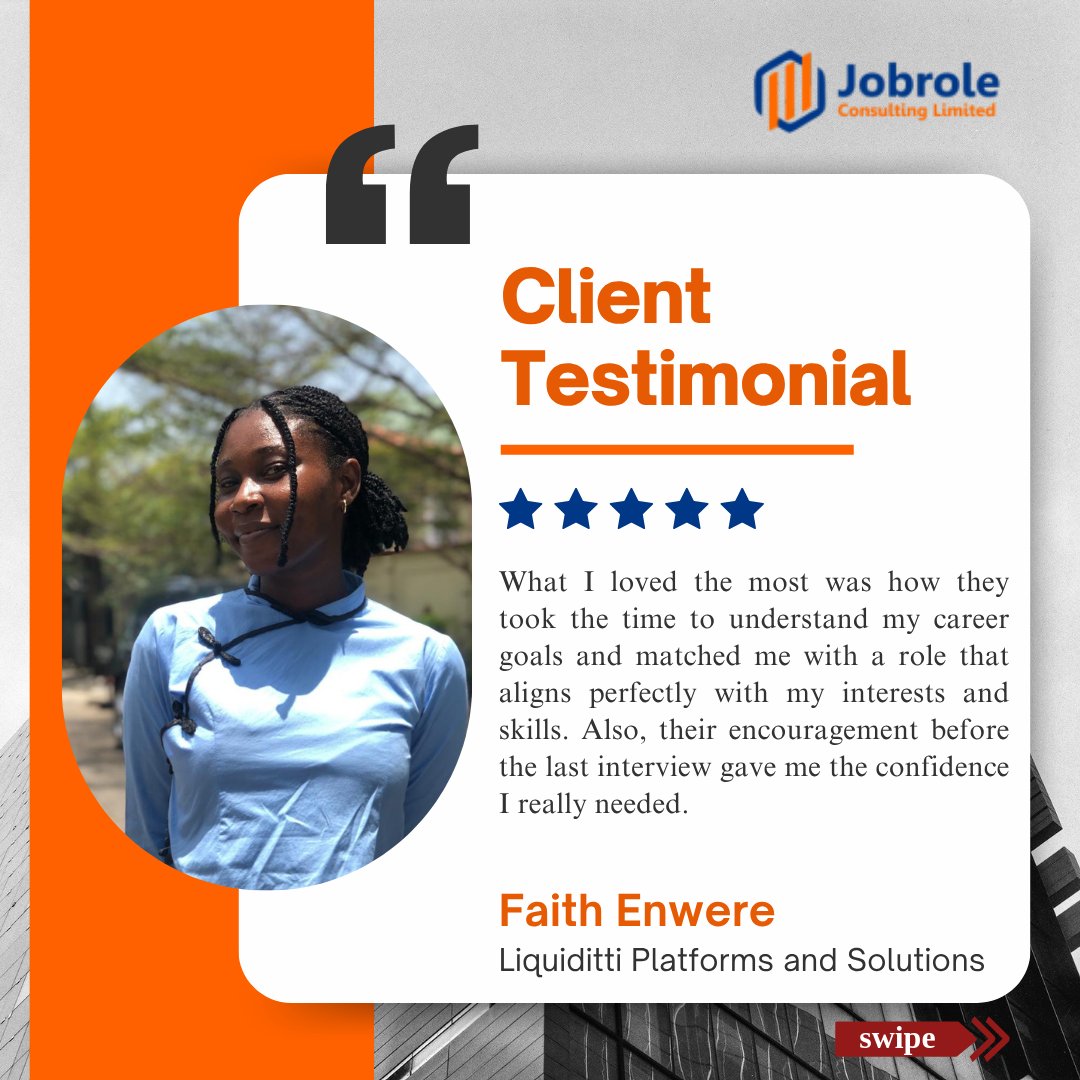 jobroleng's tweet image. 🌟 Client Testimonial Spotlight 🌟
We're proud to have helped another intern find a role that aligns with their passion and potential. At JobRole Consulting, we go beyond placements. We partner with you on your career journey.

#ClientSuccess #JobRoleConsulting #InternshipSupport