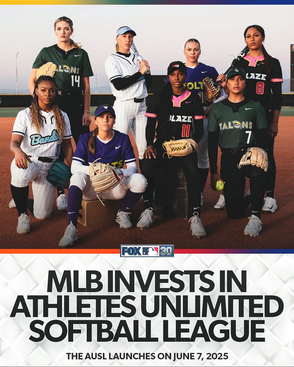 MLBONFOX's tweet photo. MLB announced that they have invested in the Athletes Unlimited Softball League. The league’s commissioner is Kim Ng, who was the first female GM in MLB history when she was with the Marlins from 2020-2023.

The inaugural season for the AUSL will be from June 7-July 28 🥎 https://t.co/YPqf5HIbkw