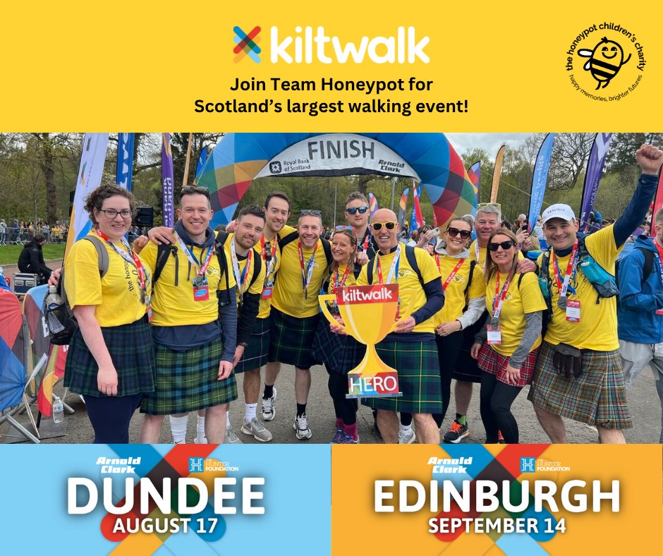 If you're interested in raising money for Honeypot #YoungCarers, make it fun and register for this year's <a href="/thekiltwalk/">Kiltwalk</a> events in Dundee and Edinburgh 🏴󠁧󠁢󠁳󠁣󠁴󠁿

Visit thekiltwalk.co.uk for more info.

#makingmemories #brighterfutures
