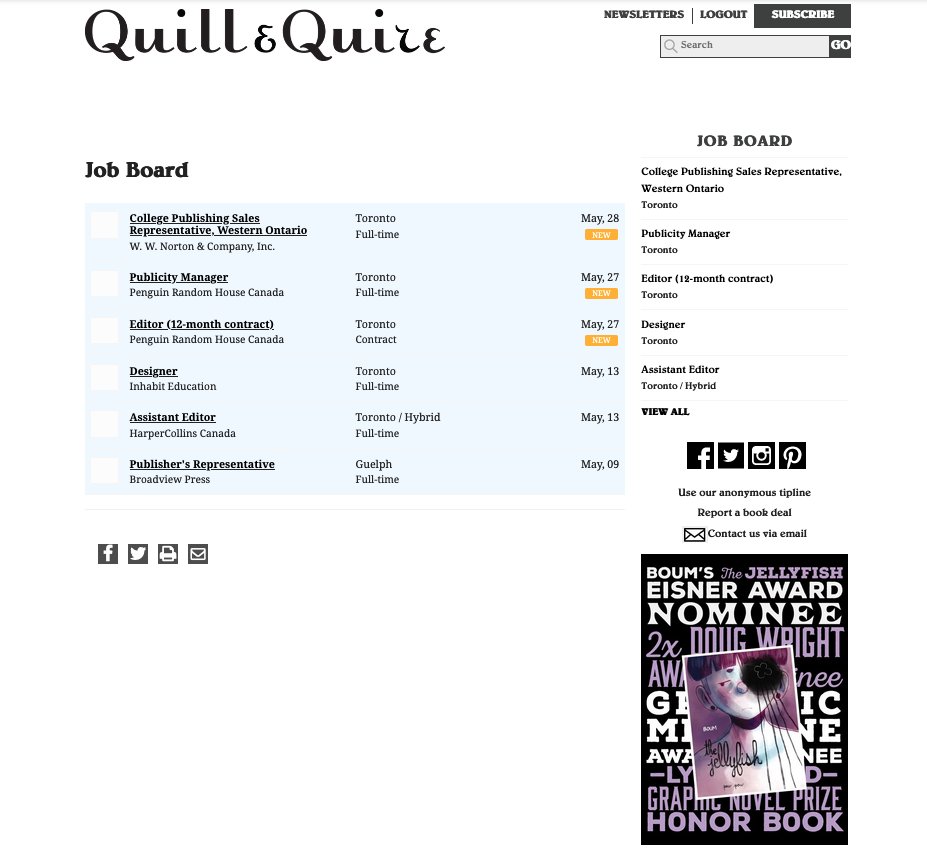 quillandquire (@quillandquire) on Twitter photo New the Q&Q Job Board:
• College Publishing Sales Representative, Western Ontario <a href="/wwnorton/">W. W. Norton & Company</a>
• Publicity Manager <a href="/PenguinRandomCA/">PenguinRandomHouseCA</a>
• Editor (12-month contract) <a href="/randomhouseca/">Random House Canada</a>
For more details: bit.ly/48CrXpc New the Q&Q Job Board:
• College Publishing Sales Representative, Western Ontario <a href="/wwnorton/">W. W. Norton & Company</a>
• Publicity Manager <a href="/PenguinRandomCA/">PenguinRandomHouseCA</a>
• Editor (12-month contract) <a href="/randomhouseca/">Random House Canada</a>
For more details: bit.ly/48CrXpc