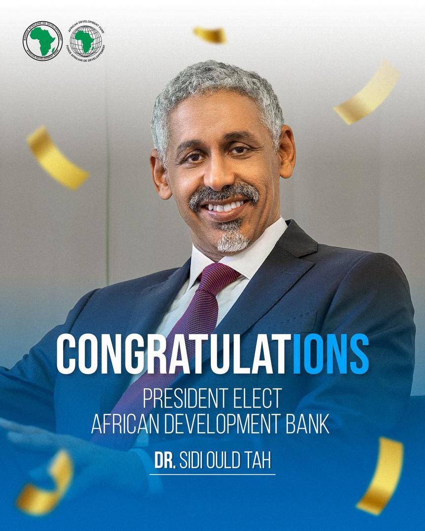 Hakainde Hichilema (@hhichilema) on Twitter photo Congratulations to <a href="/sidiouldtah/">Sidi Ould Tah</a> on becoming AfDB President! Your leadership will be crucial in Africa's economic transformation. 🇿🇲 is committed to partnering with AfDB for sustainable growth, financial inclusion, and infrastructure for a prosperous future. HH Congratulations to <a href="/sidiouldtah/">Sidi Ould Tah</a> on becoming AfDB President! Your leadership will be crucial in Africa's economic transformation. 🇿🇲 is committed to partnering with AfDB for sustainable growth, financial inclusion, and infrastructure for a prosperous future. HH