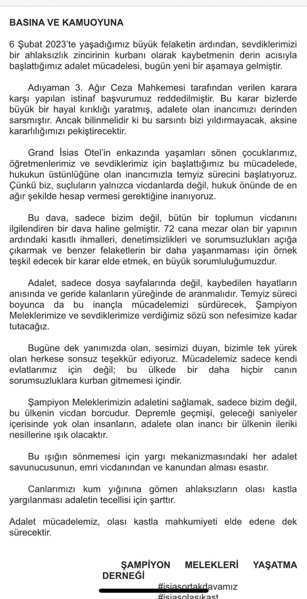 Acıtmayın artık daha fazla yaramızı kanatmayın
Evlatlarımızı koruyamadınız hiç olmazsa adaleti sağlayın 
#isiasortakdavamız 
#isiasolasıkast