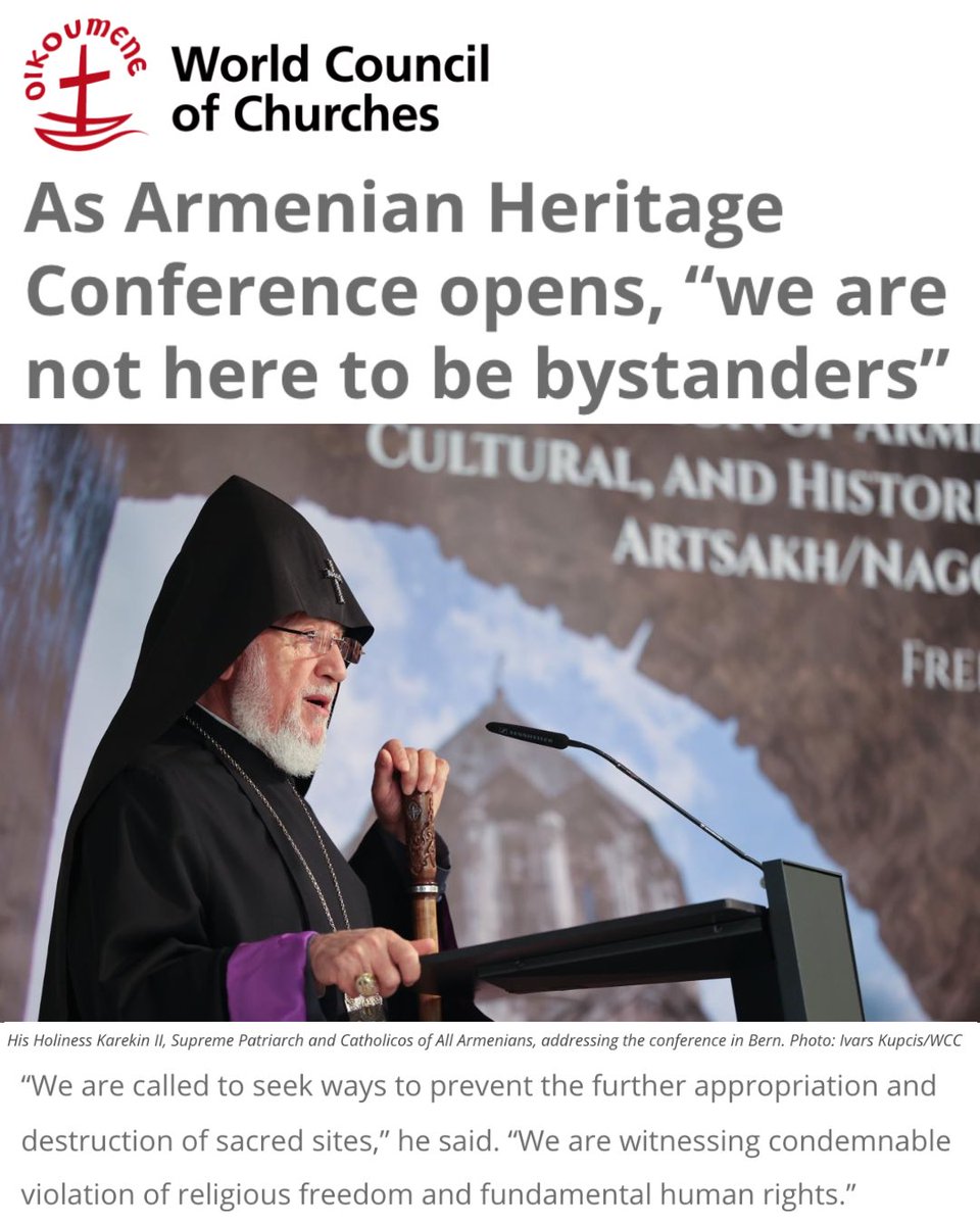 Armenian Assembly (@aramac_dc) on Twitter photo đź“°<a href="/Oikoumene/">World Council of Churches (WCC)</a>: His Holiness Karekin II, Supreme Patriarch and Catholicos of All Armenians, reflected and lamented the destruction of Armenian churches and sacred sites, in Nagorno Karabakh and other locations.
“We are called to seek ways to prevent the further appropriation and 📰<a href="/Oikoumene/">World Council of Churches (WCC)</a>: His Holiness Karekin II, Supreme Patriarch and Catholicos of All Armenians, reflected and lamented the destruction of Armenian churches and sacred sites, in Nagorno Karabakh and other locations.
“We are called to seek ways to prevent the further appropriation and