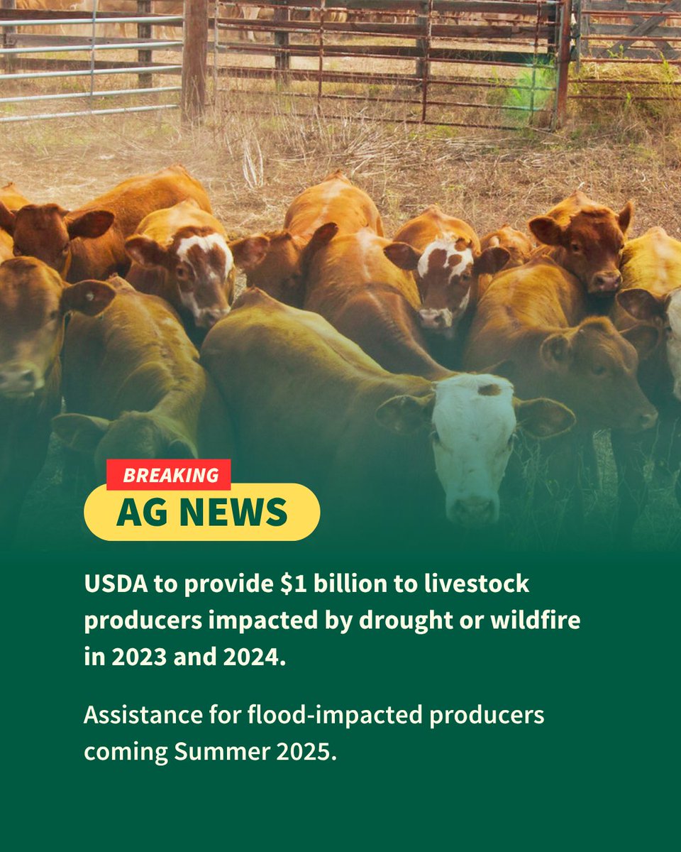 “The Department of Agriculture is stepping up to support livestock producers by expediting disaster payments when drought and wildfires strike. Under President Trump’s leadership, USDA has the backs of ranchers, and that’s why we are delivering much-needed emergency relief ahead
