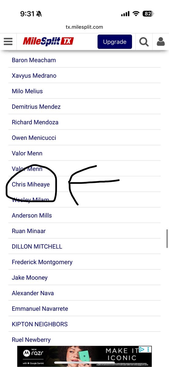 Chris Miheaye (@chrismiheaye12) on Twitter photo Happy To make the <a href="/milesplit/">MileSplit US</a>
All Austin Outdoor Track and field Boys
All-FRESHMAN TEAM!!
<a href="/CoachNine7/">Trey Bryant</a> <a href="/CoachFreemon/">Coach Freemon</a>
<a href="/CoachMorrisLOE1/">Coach Morris</a> <a href="/berknerathletic/">Berkner Athletics</a>
<a href="/BERKNERTRACKXC/">Richardson Berkner XC/TF</a> Happy To make the <a href="/milesplit/">MileSplit US</a>
All Austin Outdoor Track and field Boys
All-FRESHMAN TEAM!!
<a href="/CoachNine7/">Trey Bryant</a> <a href="/CoachFreemon/">Coach Freemon</a>
<a href="/CoachMorrisLOE1/">Coach Morris</a> <a href="/berknerathletic/">Berkner Athletics</a>
<a href="/BERKNERTRACKXC/">Richardson Berkner XC/TF</a>