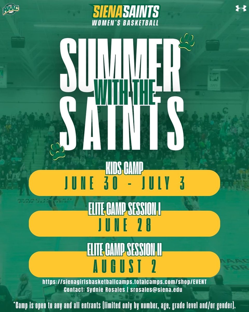 Forget the beach. We've got better heat 🔥🏀

School's (almost) out, camps are in! Register NOW to spend your summer with the Saints! 🐶

#MarchOn #SienaSaints