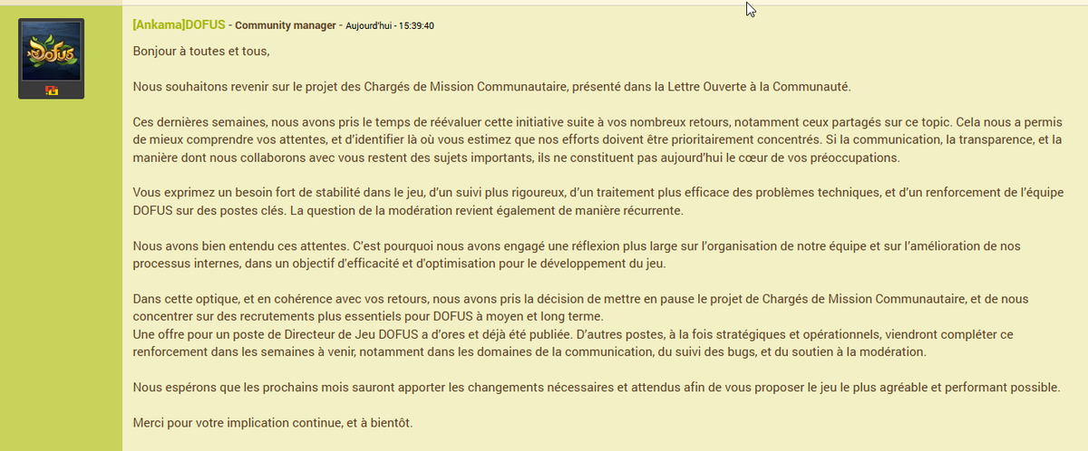Projet Ambassadeur annulé  ❌️