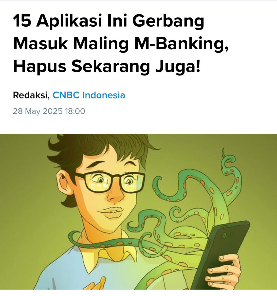Hati2 thd aplikasi maling penguras mbanking ini..

cnbcindonesia.com/tech/202505281…