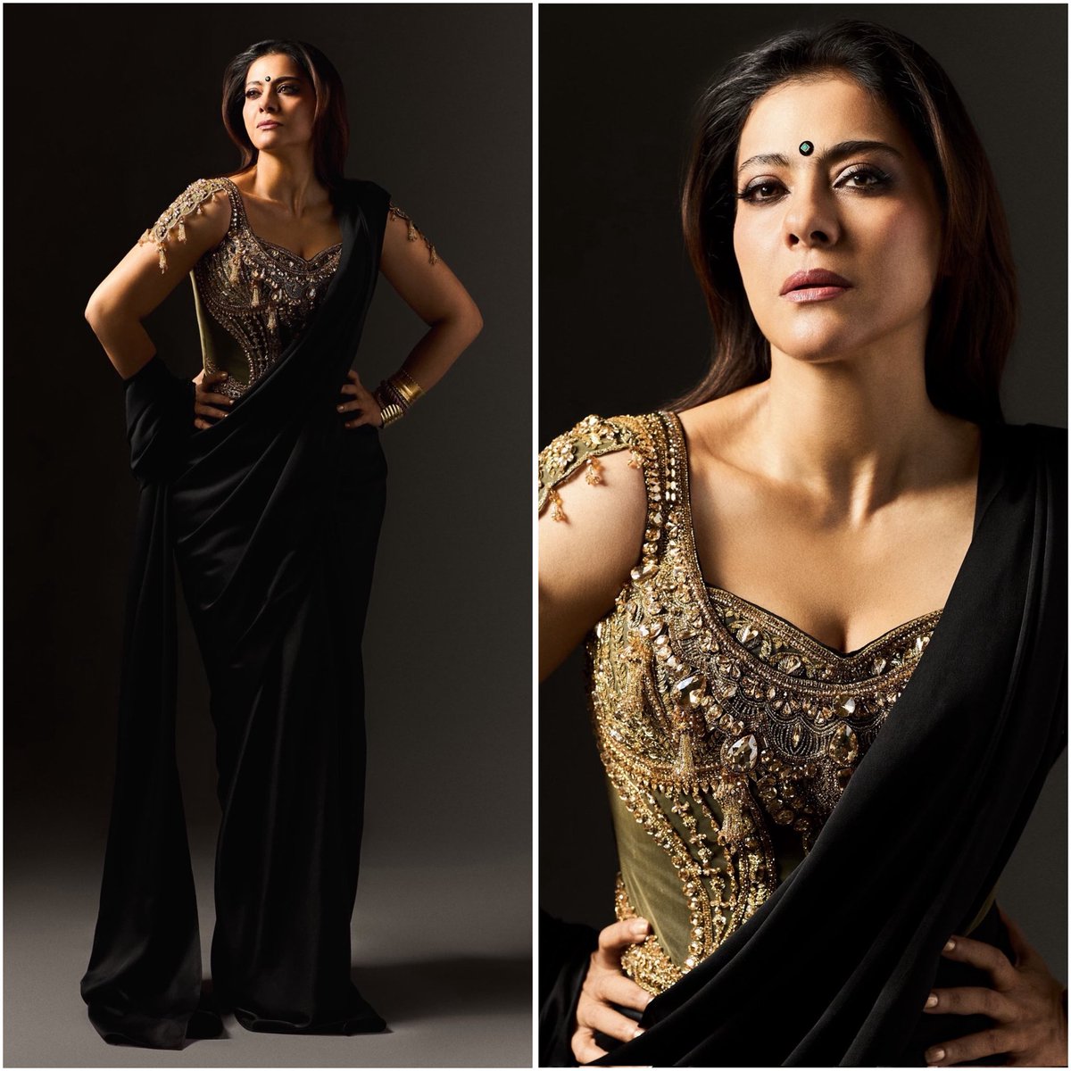 🖤 @ItsKajolD in a custom @ToraniOfficial for the Trailer Launch of #MaaTheFilm in Mumbai - Styled By @Radhika_Mehra.

#Kajol #ToraniIndia #Bollywood