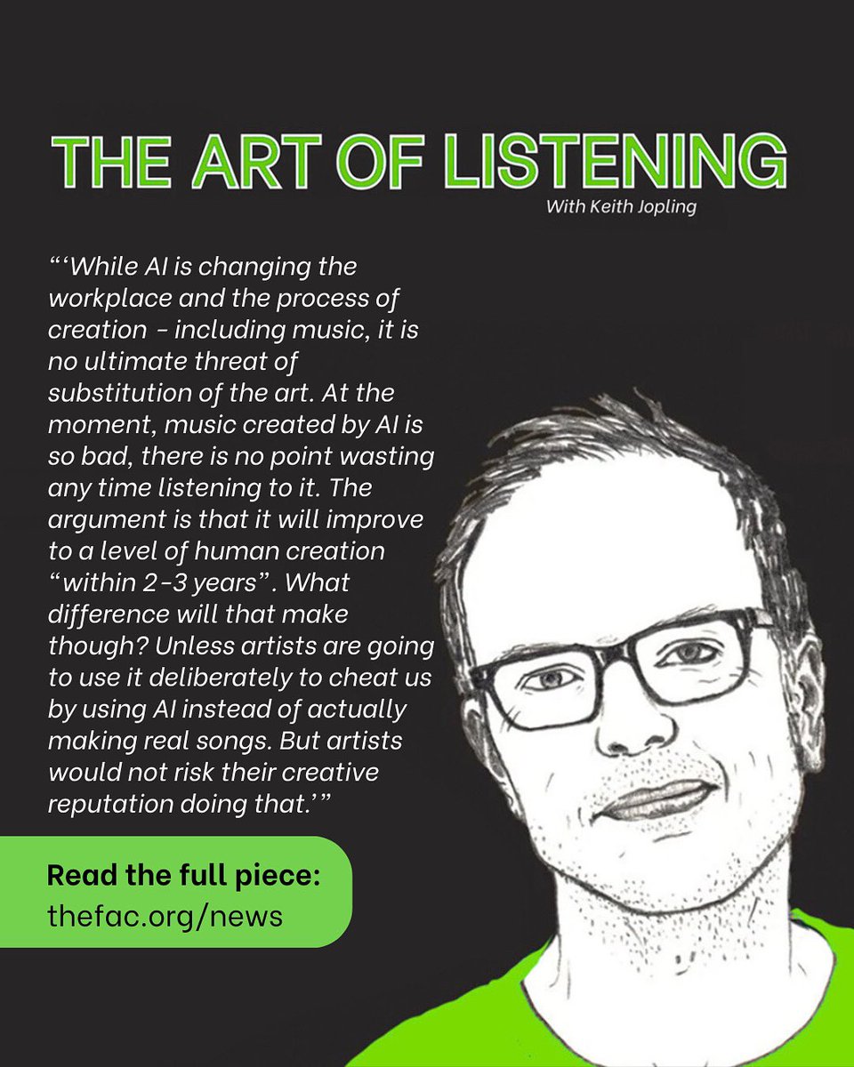 📚 Art of Listening #8 with Keith Jopling ( @songsommelier ) 

We’re excited to share the eighth instalment of our bi- weekly series by the ever incisive Kieth Jopling. 

Find this week’s piece “Is the A.I. threat to music more existential than real?” in our bio