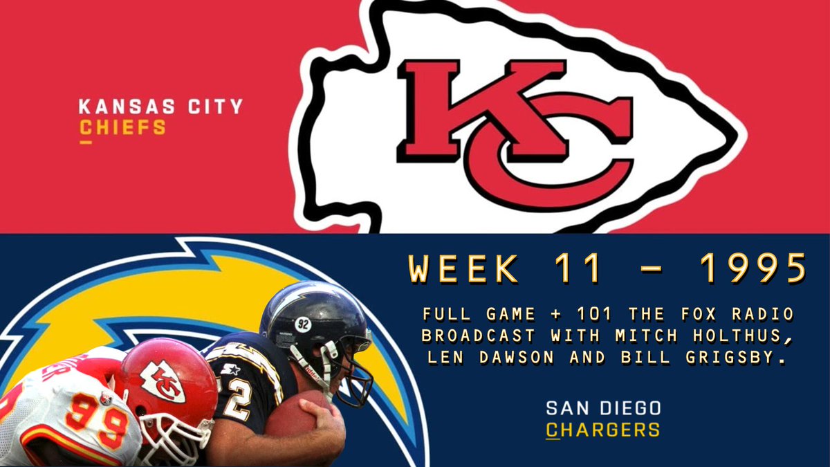 1995 Chiefs at Chargers - Week 11 - Full Game + 101 The Fox Radio Broadcast with Holthus, Dawson &amp; Grigs!

🎥WATCH 🍿👇
youtu.be/YjNkE9ZZ1Uk