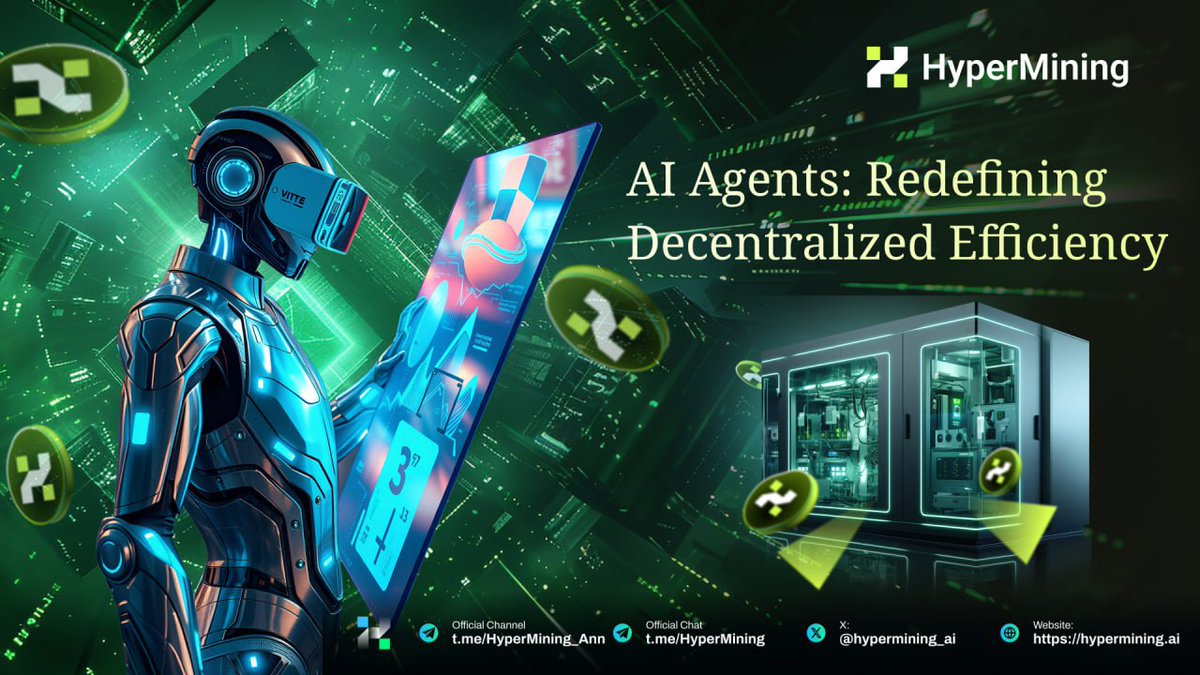 hypermining_ai's tweet image. 🚀 AI Agents – Redefining Decentralized Efficiency

HyperMining is pioneering the application of AI Agents — intelligent systems that optimize GPU cluster management with flexibility and precision.

⚙️ With smart resource allocation, load balancing, and enhanced operational…