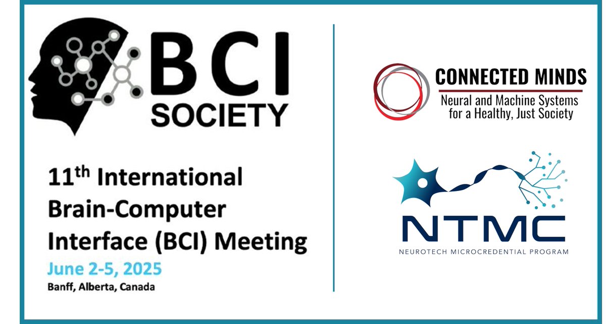 Susan Boehnke, PhD (@susanboehnke) on Twitter photo 🎉 Headed to <a href="/BciSociety/">BCI Society</a> meeting in Banff? Visit the <a href="/ConnectedMinds3/">Connected Minds @ York & Queens</a> + <a href="/NeurotechMC/">Neurotech Micro-credentials</a> booth from <a href="/YorkUniversity/">York University</a> and <a href="/queensu/">Queen's University</a> !
🌟 Don’t miss the Neuroethics Session, proudly sponsored by <a href="/ConnectedMinds3/">Connected Minds @ York & Queens</a> :
📅 Thurs June 5 | 8:30–9:30am
#BCI2025 #Neurotech #Neuroethics #BCI 🎉 Headed to <a href="/BciSociety/">BCI Society</a> meeting in Banff? Visit the <a href="/ConnectedMinds3/">Connected Minds @ York & Queens</a> + <a href="/NeurotechMC/">Neurotech Micro-credentials</a> booth from <a href="/YorkUniversity/">York University</a> and <a href="/queensu/">Queen's University</a> !
🌟 Don’t miss the Neuroethics Session, proudly sponsored by <a href="/ConnectedMinds3/">Connected Minds @ York & Queens</a> :
📅 Thurs June 5 | 8:30–9:30am
#BCI2025 #Neurotech #Neuroethics #BCI