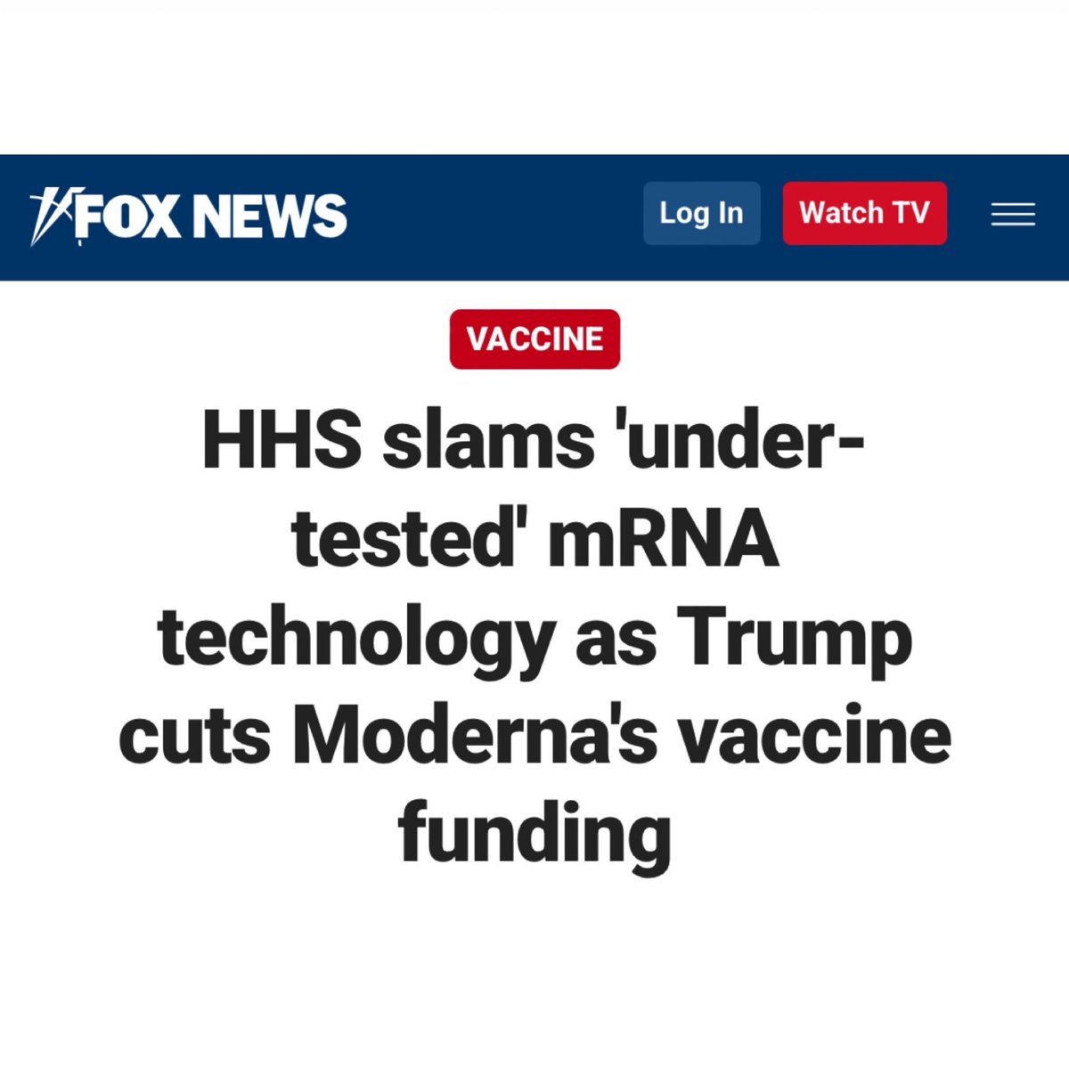 Holden_Culotta's tweet image. 🔥 RFK Jr. just CANCELED a $766 million award for Moderna for mRNA bird flu vaccines

The Biden Admin rushed Moderna $590 million for these vaccines during its last week in office.

HHS: “Moderna’s H5N1 mRNA vaccine was not scientifically or ethically justifiable.”

“mRNA…