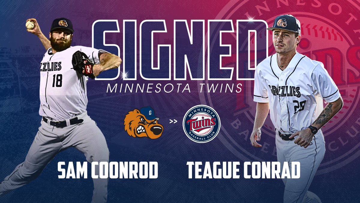 GatewayGrizzlie's tweet photo. #GrizzUP🐻 to the next level! Excited to announce that Teague Conrad and Sam Coonrod have been signed by the @Twins. Best of luck in affiliated ball to two great dudes!

Read more on both pitchers here: https://t.co/znDQA5keKe https://t.co/Y7DPx5li6b