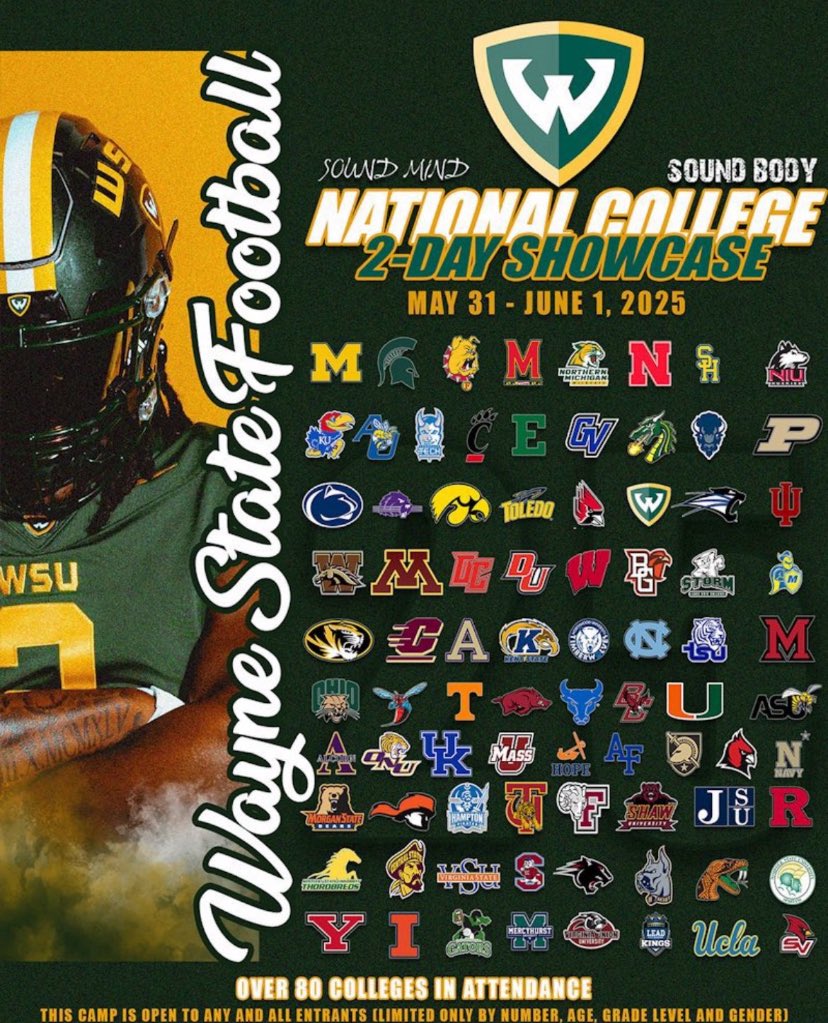 Dushun Bosley jr (@dushun_bosley) on Twitter photo I will be attending the wayne state mega camp May 31-June1 <a href="/WSUWarriorsFB/">Wayne State University Football</a> <a href="/waynestate/">Wayne State University</a> <a href="/CoachTate7/">Tyree Tate</a> <a href="/MADE_Athlete/">MADE Football Academy</a> I will be attending the wayne state mega camp May 31-June1 <a href="/WSUWarriorsFB/">Wayne State University Football</a> <a href="/waynestate/">Wayne State University</a> <a href="/CoachTate7/">Tyree Tate</a> <a href="/MADE_Athlete/">MADE Football Academy</a>