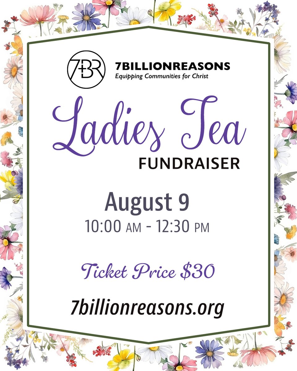 REGISTRATION NOW OPEN!😃Ladies, it's time to register for this annual fundraiser benefiting our global partner, <a href="/7BillReasons/">7 Billion Reasons</a>. The tea will be a fun time of fellowship featuring a presentation from 7BR, brunch and tea, music, door prizes, &amp; more!👒 subspla.sh/2hgqq8v